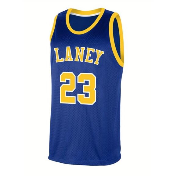 NWT Laney High School Jordan #23 Basketball Jersey Blue/Gold Men’s Medium - Picture 2 of 5